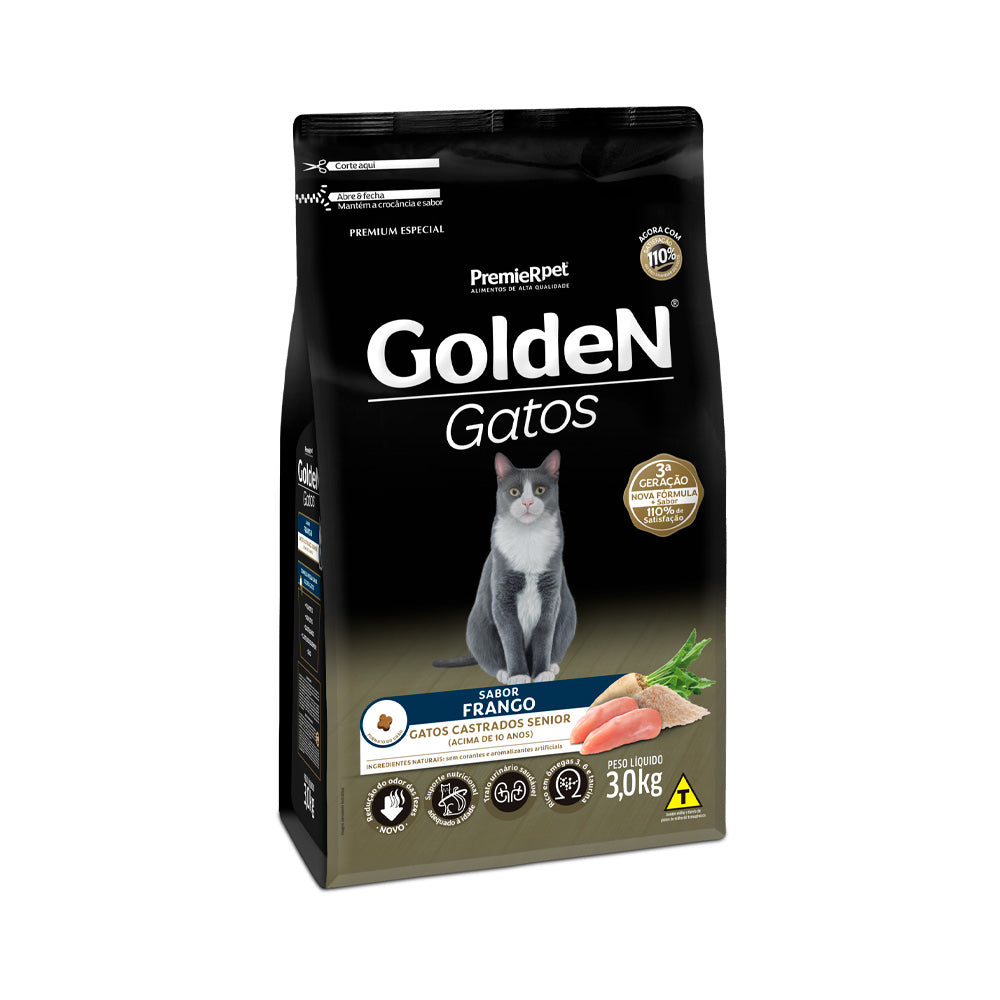 Ração Golden para Gatos Sênior Castrados Sabor Frango