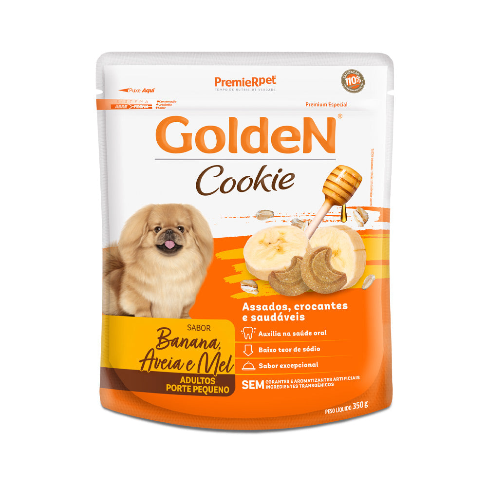 Biscoito Golden para Cães Adultos Sabor Banana Aveia e Mel 350g