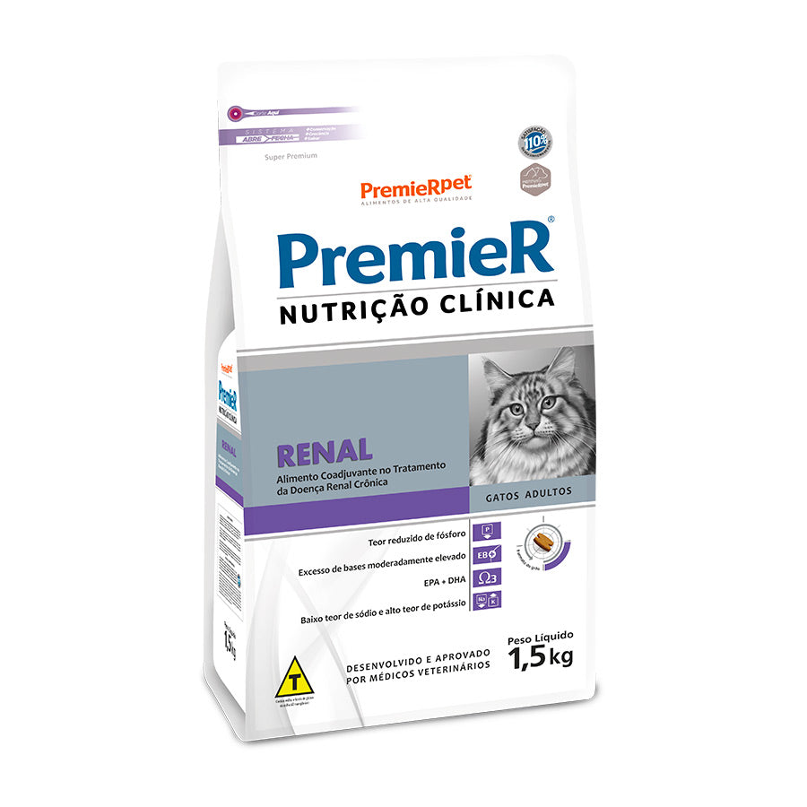 Premier Renal Ração Nutrição Clínica para Gatos Adultos 1. 5 Kg