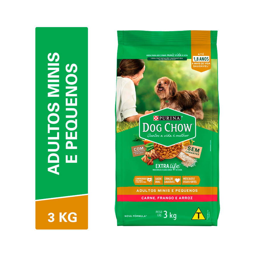 Ração Dog Chow para Cães Adultos de Raças Pequenas Sabor Frango e Arroz
