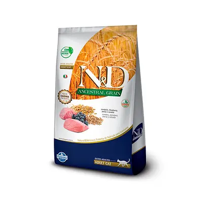 Ração Farmina N&D Ancestral Grain para Gatos Adultos Sabor Cordeiro e Blueberry