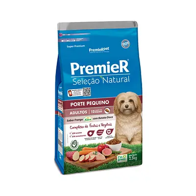 Ração Premier Seleção Natural para Cães Adultos Raças Pequenas Frango com Batata Doce