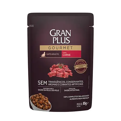 Ração Úmida GranPlus Gourmet Gatos Adultos Carne