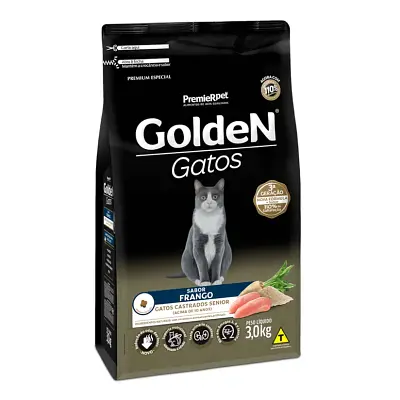 Ração Premier Golden Gatos Castrados Sênior +10 Anos Frango 10,1kg