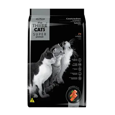 Ração Gatos Three Cats Super Castrados Salmão 500g