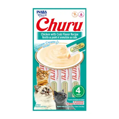 Purê para Gatos Churu sabor frango e carangueijo 56g