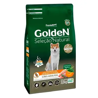 Ração Premier Golden Seleção Natural Cães Adultos Frango com Abóbora e Alecrim 3kg