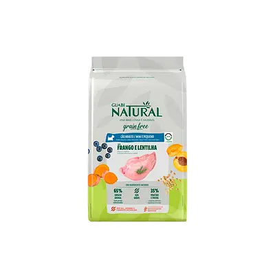 Ração Guabi Natural Grain Free para Cães Adultos de Porte Mini e Pequeno Sabor Frango e Lentilha