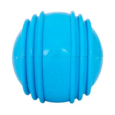 Brinquedo Furacão Pet Bola de Borracha Maciça Azul com Friso para Cães