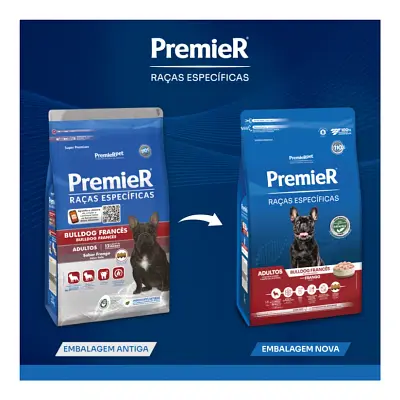 Ração Premier Raças Específicas Bulldog Francês Cães Adultos Frango 7,5kg