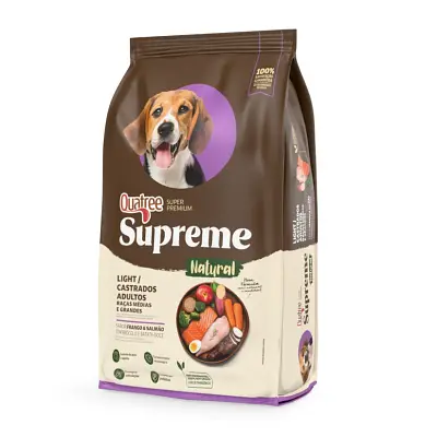 Ração Quatree Supreme Cães Adultos Light Castrados Raças Médias e Grandes 15Kg