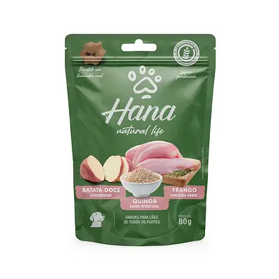 Snack Hana Natural Life Frango, Batata Doce e Quinoa para Cães 80g