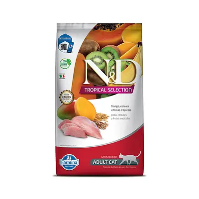 Ração Farmina N&D Tropical Selection para Gatos Adultos Sabor Frango, Cereais e Frutas Tropicais