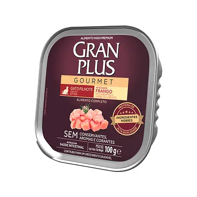 Ração Úmida GranPlus Gourmet Patê Sabor Frango para Gatos Filhotes 100 g