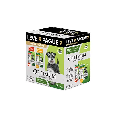Ração Úmida Optimum para Cães Adultos de Raças Pequenas e Minis Sabor Frango e Carne Pack Leve 9 Pague 7