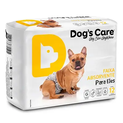 Fralda Higiênica G Para Macho Dogs Care 12 Unidades