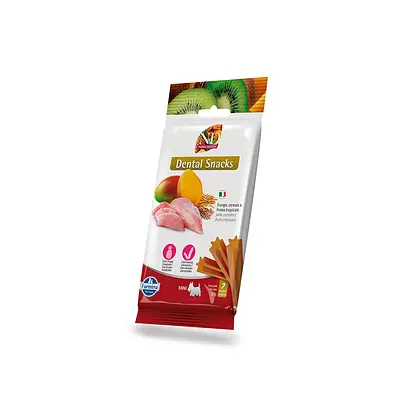 Snack N&D Dental Tropical para Cães de Mini e Pequeno Porte Sabor Frango, Cereais e Frutas Tropicais 60 g