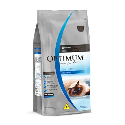 Ração Optimum Gatos Adultos Castrados Frango 3kg