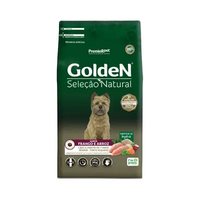 Ração Golden Seleção Natural Cães Senior Mini Bits Frango e Arroz 3kg