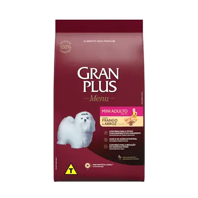 Ração Gran Plus Menu Cães Adultos Porte Mini Frango e Arroz 15kg