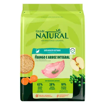 Ração Guabi Natural Gatos Castrados Frango e Arroz Integral 7,5kg
