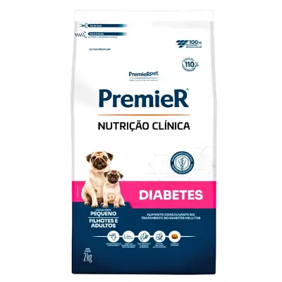 Ração Premier Nutrição Clínica Diabetes Cães Adultos e Filhotes Raças Pequenas 2kg