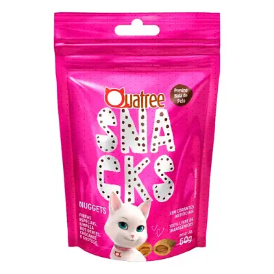 Snack Quatree Nuggets Para Gatos Bola de Pelo Sabor Frango - 60g