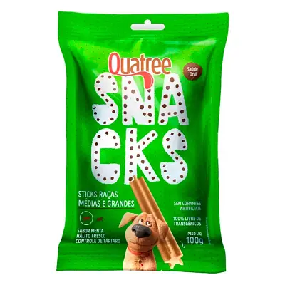 Snack Quatree Sticks Para Cães Raças Médias e Grandes Menta 100g