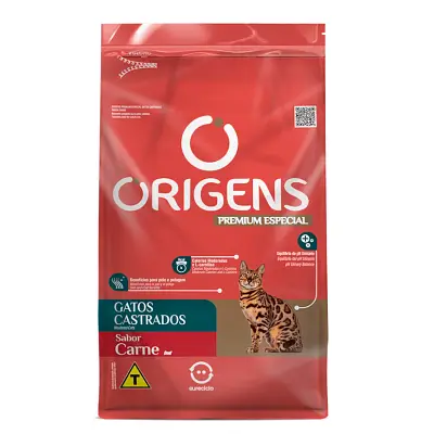 Ração Origens Gatos Adultos Castrado Carne 3kg