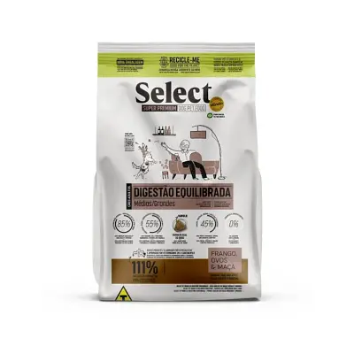 Ração Select by Monello Digestão Equilibrada Cães Adultos Raças Médias e Grandes 15Kg
