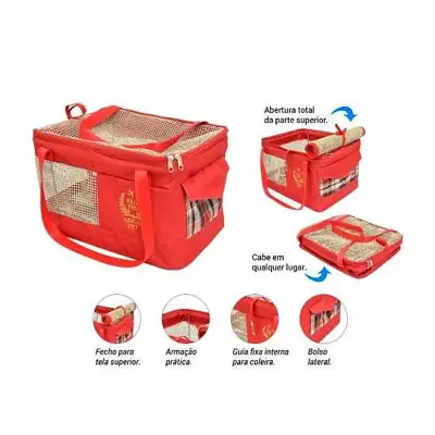 Bolsa Aerial Pet Vermelho Para Avião Cia Aérea Gol 43X32X24cm