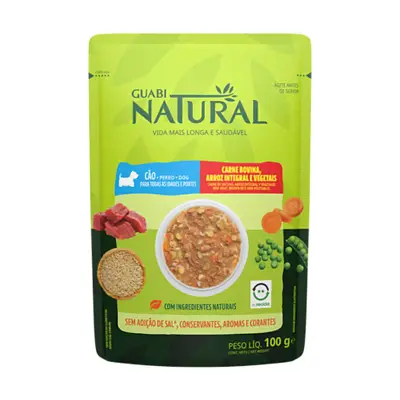 Ração Úmida Guabi Natural Cães Carne, Arroz e Vegetais 100g