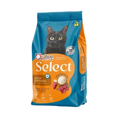 Ração Quatree Select Gatos Castrados Carne 1Kg