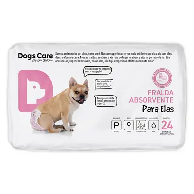 Fralda Higiênica P para Fêmeas Dogs Care 24 Unidades