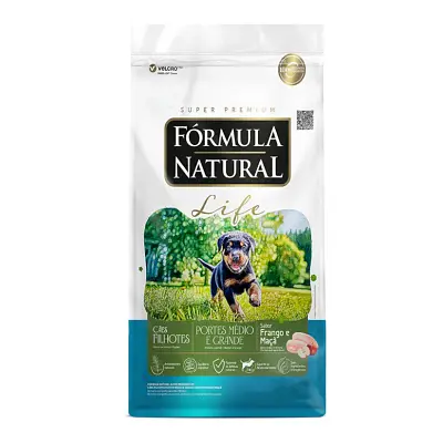 Ração Fórmula Natural Cães Filhotes Raças Médias e Grande Sabor Frango e Maçã 7kg