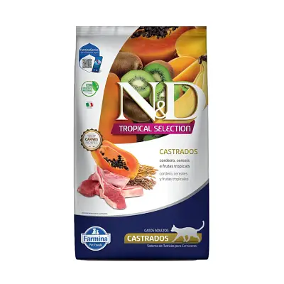 Ração ND Tropical Selection para Gatos Castrados Cordeiro 400g