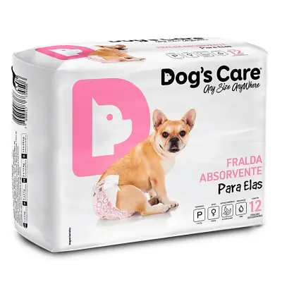 Fralda Higiênica P Para Fêmeas Dogs Care 12 Unidades