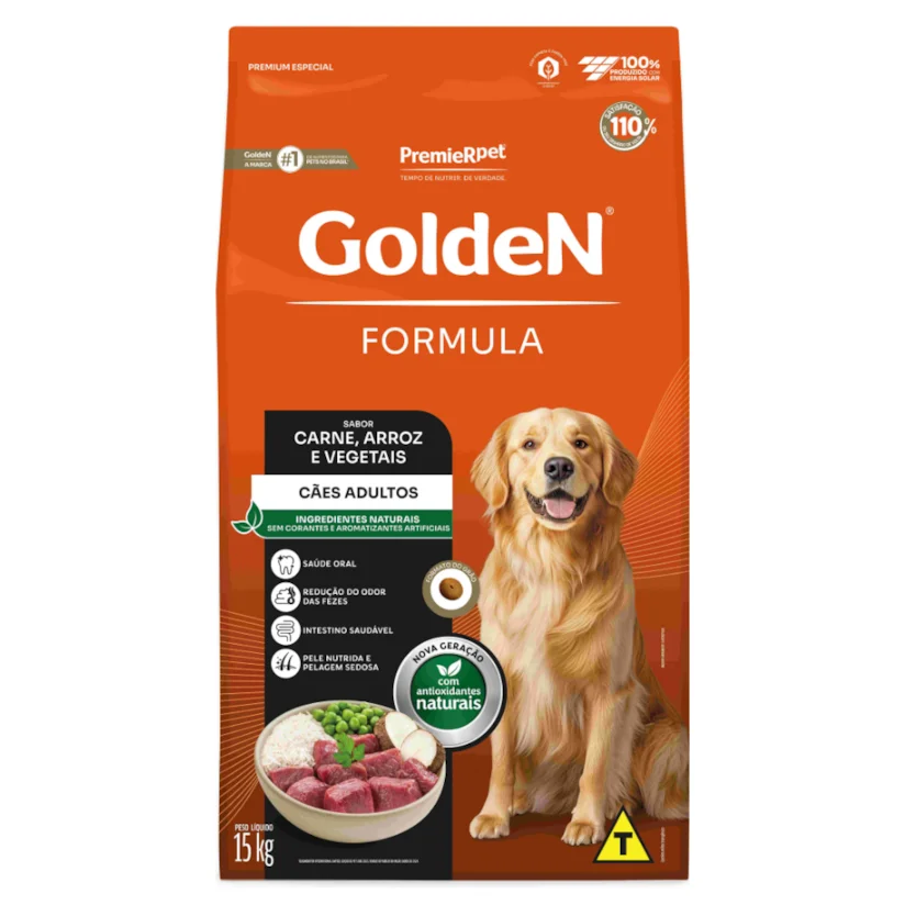Ração Premier Golden Fórmula Cães Adultos Carne e Arroz 15kg