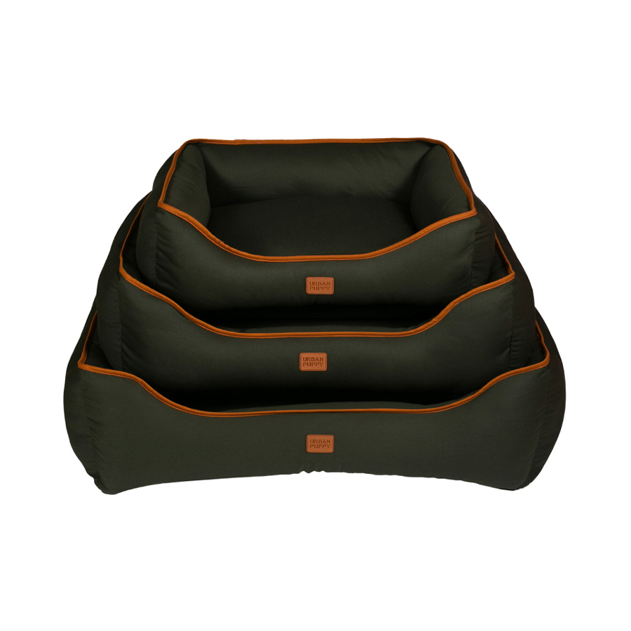 Cama Urban Puppy Retangular Confort Sarja Lisa Musgo para Cães e Gatos