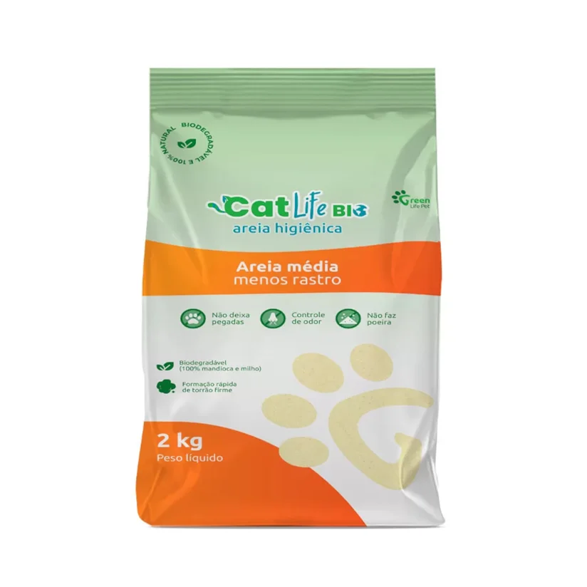 Areia Higiênica Cat Life Bio Grãos Médios 2kg