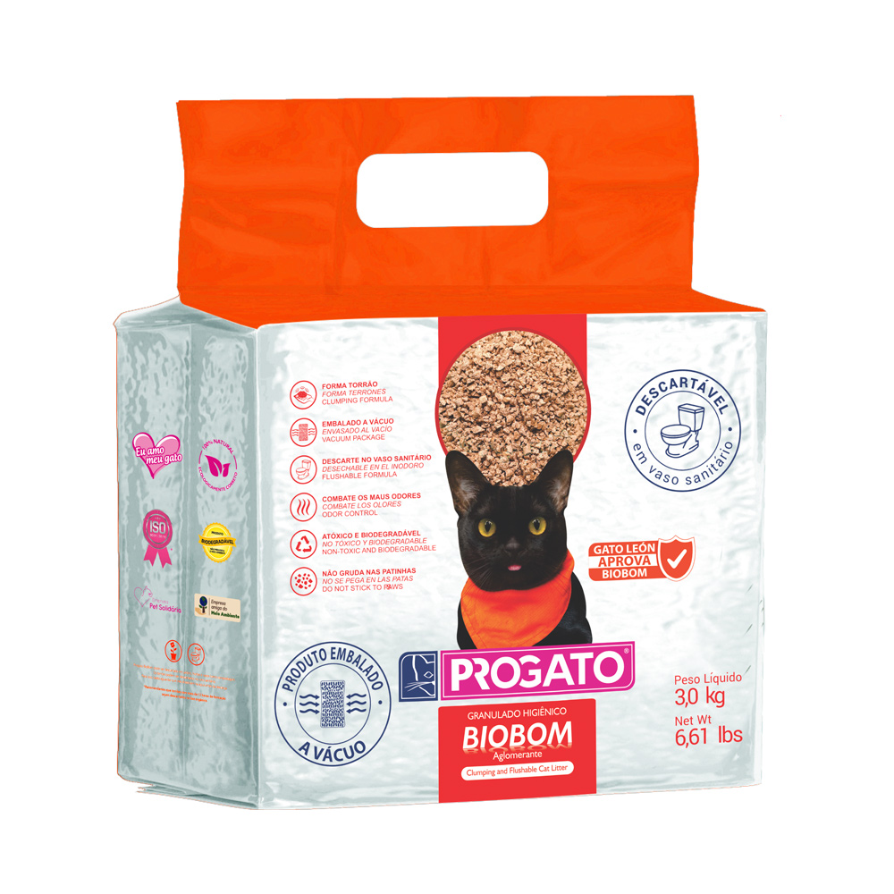 Granulado Higiênico Progato Biobom para Gatos 3kg