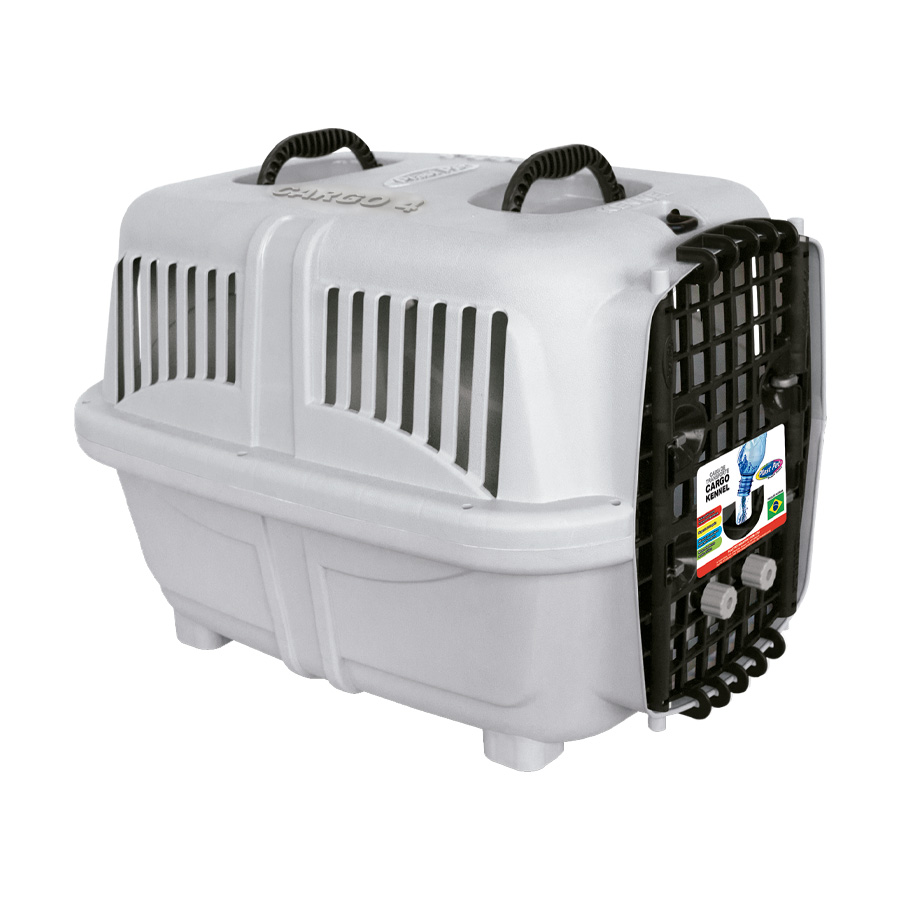 Caixa de Transporte Plast Pet Cargo Kennel Cinza para Cães e Gatos