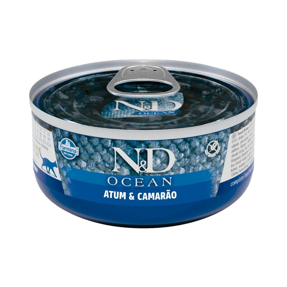 Ração Úmida N&D Ocean para Gatos Adultos Sabor Atum e Camarão 70 g