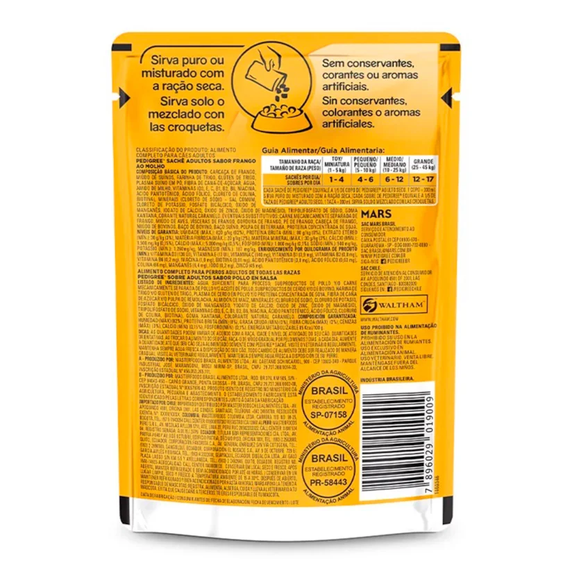 Ração Úmida Pedigree Sachê Cães Adultos Frango ao Molho 100g