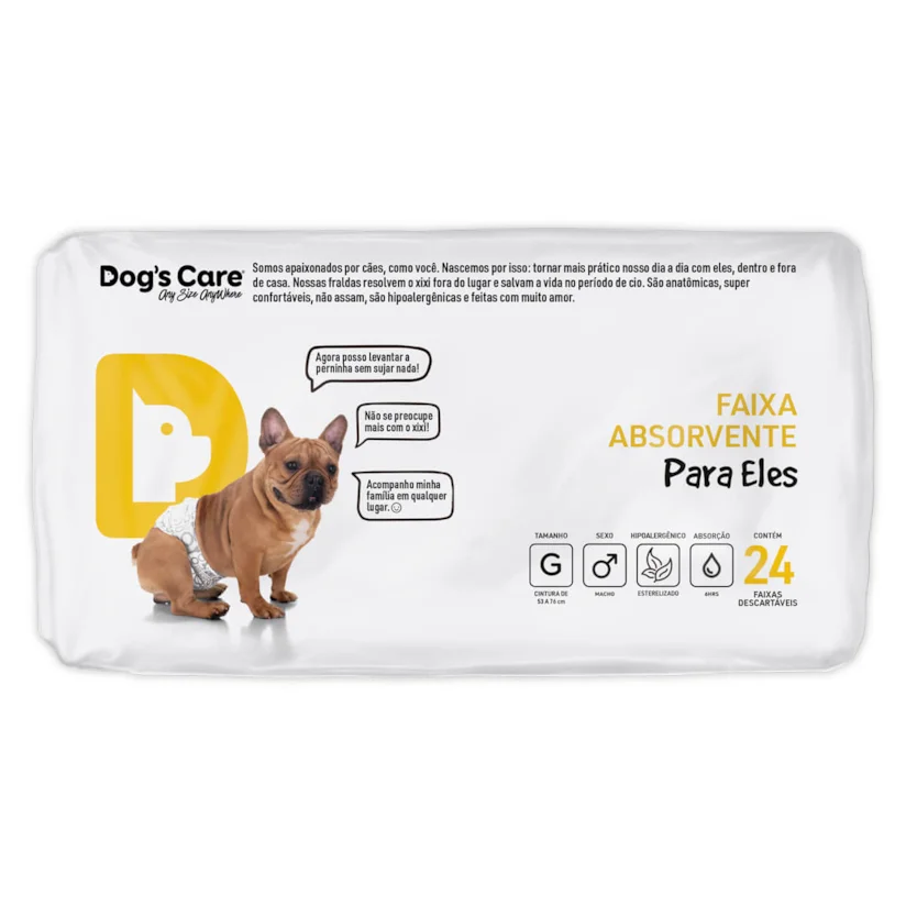 Fralda Higiênica G para Machos Dogs Care 24 Unidades