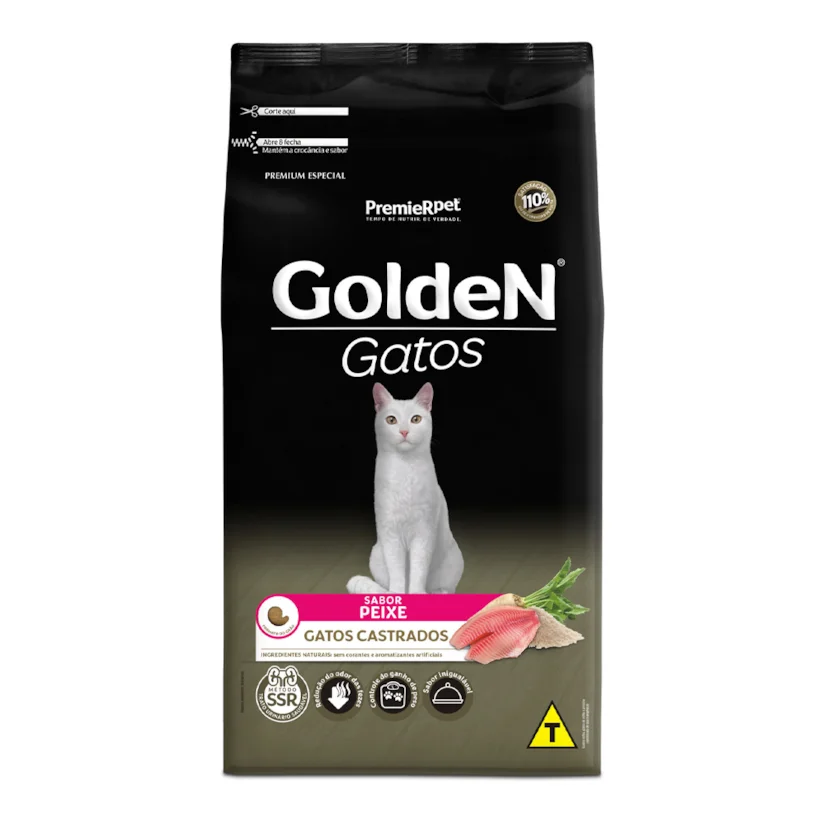 Ração Premier Golden para Gatos Adultos Castrados Peixe 10,1kg