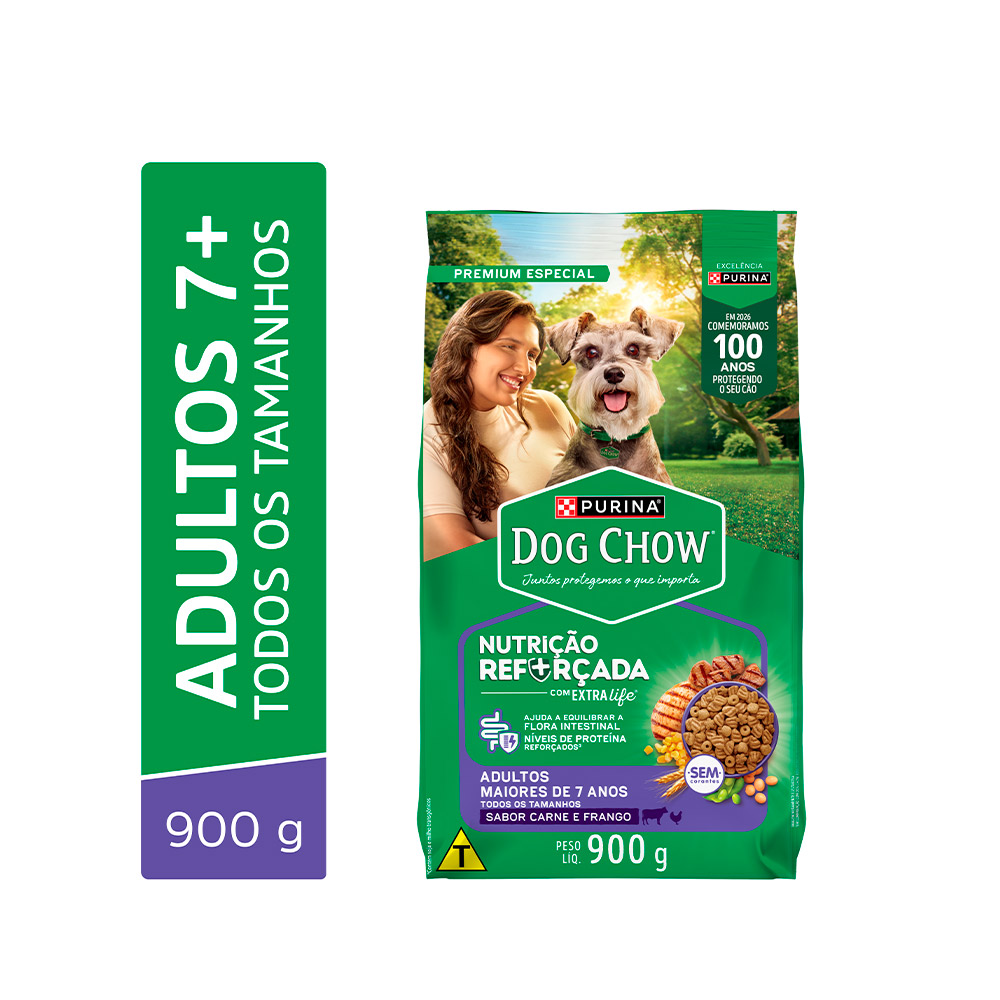 Ração Dog Chow Nutrição Reforçada para Cães Sêniors Sabor Carne, Frango e Arroz