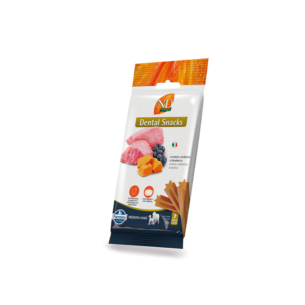 Snack N&D Dental Pumpkin para Cães de Médio e Grande Porte Sabor Cordeiro e Blueberry 100 g