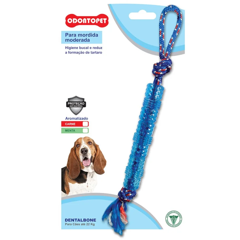 Brinquedo Mordedor Dentalbone Tubo Corda Cães Até 22kg Sabor Menta Odontopet