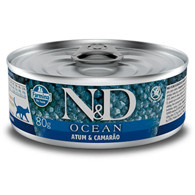 Ração Úmida N&D Gatos Ocean Atum e Camarão 80g